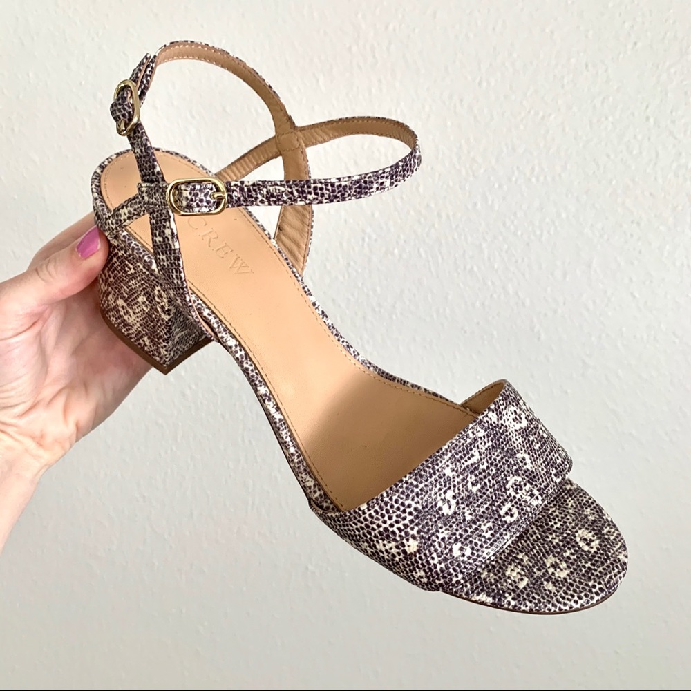 J. Crew Snakeskin Print Block Heels - Picture 3 of 6